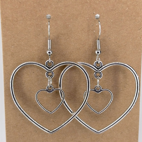 Fashion Jewelry Jewelry - Double Heart Dangle Valentine Alloy Earrings